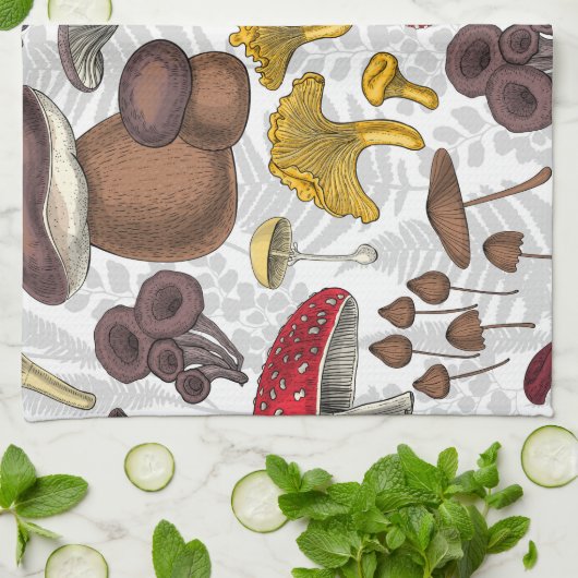 Wilde paddenstoelen theedoek (Gevouwen)