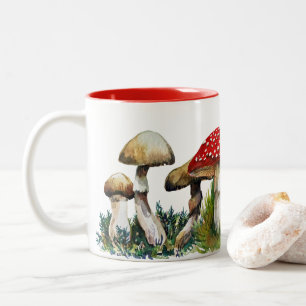 Wilde paddenstoelen tweekleurige koffiemok