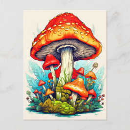 wilde paddenstoelen uit de kiembossen briefkaart
