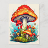 wilde paddenstoelen uit de kiembossen briefkaart (Voorkant)