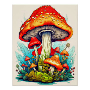 wilde paddenstoelen uit de kiembossen perfect poster