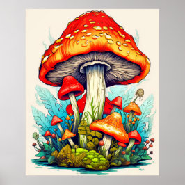 wilde paddenstoelen uit de kiembossen poster