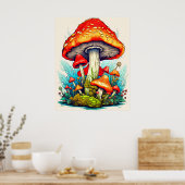 wilde paddenstoelen uit de kiembossen poster (Keuken)