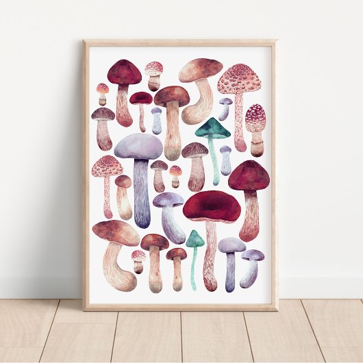 Wilde paddenstoelen waterverf poster