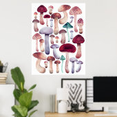 Wilde paddenstoelen waterverf poster (Thuiskantoor)