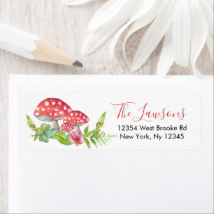 Wilde paddenstoelen Whimsical Return Address Etiket