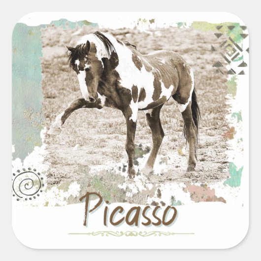 Wilde Paint Horse Picasso Grote Foto Sticker (Voorkant)