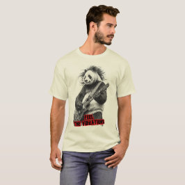 Wilde panda die Rock & Roll speelt op een zwarte T-shirt