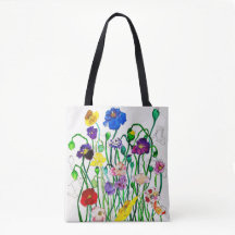 wilde papaver-Canvas tas