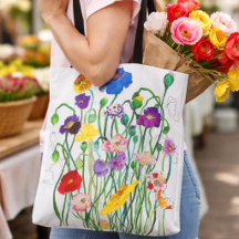 wilde papaver-Canvas tas