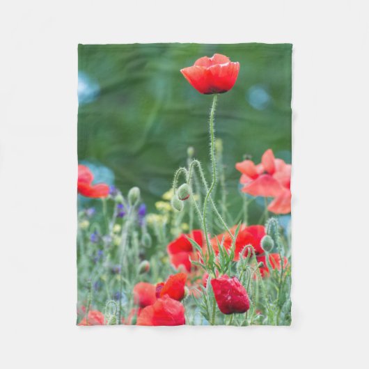 Wilde papaver fleece deken (Voorkant)