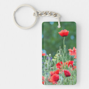 Wilde papaver sleutelhanger