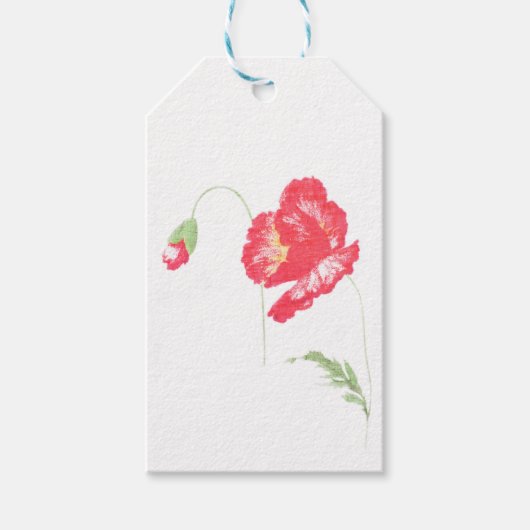 Wilde papaverbloem cadeaulabel (Voorkant)