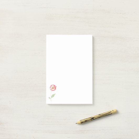 Wilde papaverbloem post-it® notes (Op bureau)