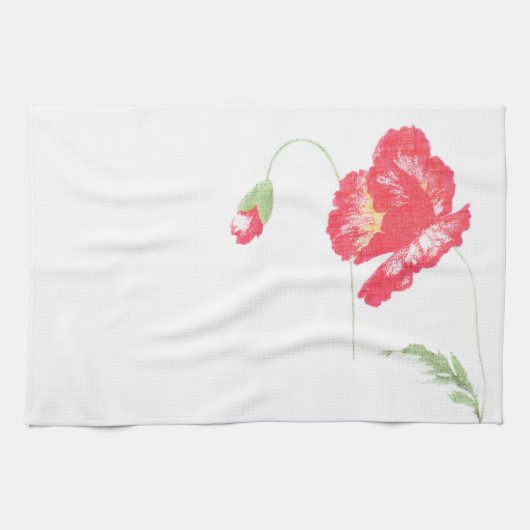 Wilde papaverbloem theedoek (Horizontaal)