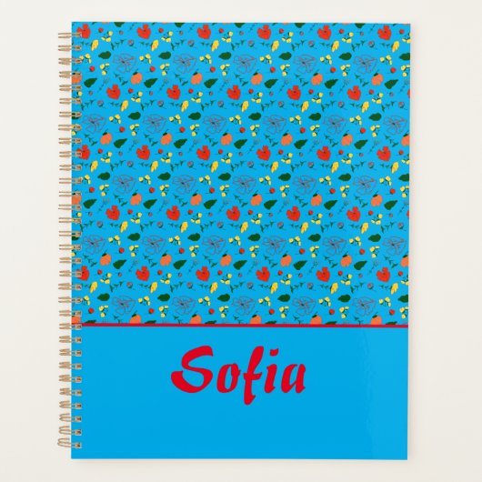 Wilde papaverbloemen met turkooisepatroon planner (Voorkant)