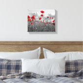 Wilde papavers in zwart, wit en rood canvas afdruk (Insitu (Slaapkamer))
