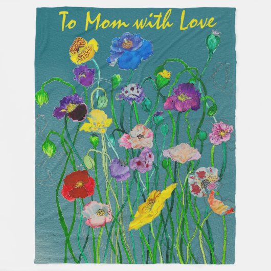 Wilde papavers op een zachte groene achtergrond fleece deken (Voorkant)