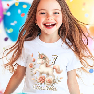 Wilde pastel rozen eenhoorn verjaardag t-shirt