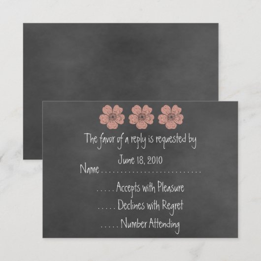 Wilde Peach Rozen Chalkboard RSVP-kaarten RSVP Kaartje (Voorkant / Achterkant)