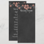 Wilde Peach Rozen Chalkboard Wedding Program Kaart (Voorkant / Achterkant)