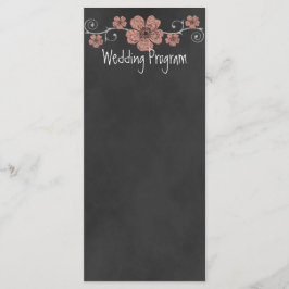 Wilde Peach Rozen Chalkboard Wedding Program Kaart