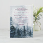 Wilde Pijnen | Navy + Berry Wedding Invitation Kaart (Staand voorkant)
