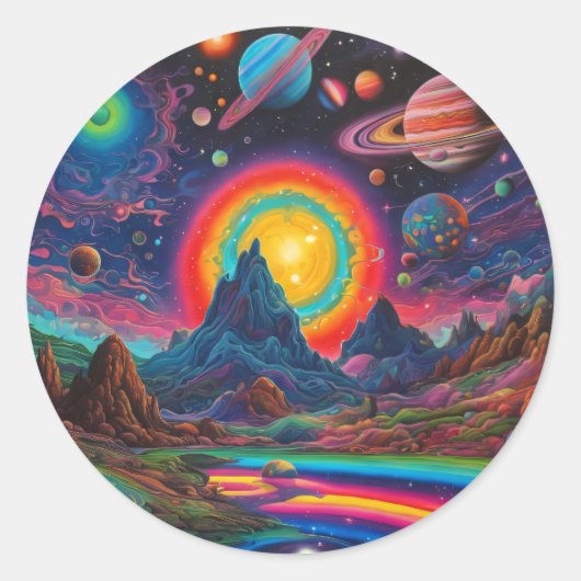 Wilde planeten 2 ronde sticker (Voorkant)
