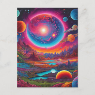 Wilde planeten psychedelische kunst briefkaart