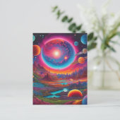 Wilde planeten psychedelische kunst briefkaart (Staand voorkant)