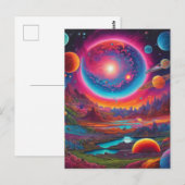 Wilde planeten psychedelische kunst briefkaart (Voorkant / Achterkant)