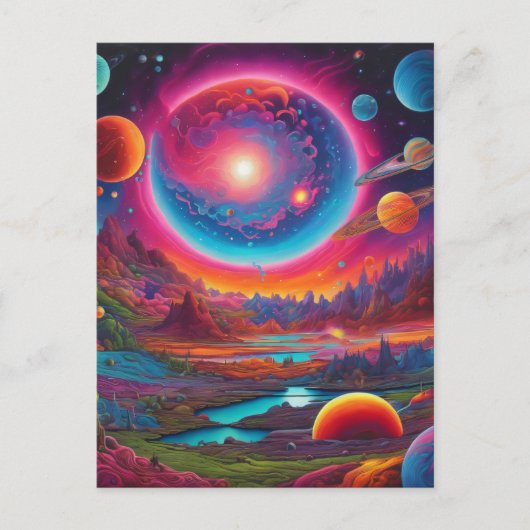 Wilde planeten psychedelische kunst briefkaart (Voorkant)