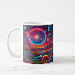 Wilde planeten psychedelische kunst koffiemok