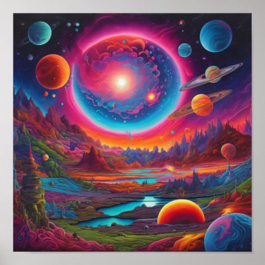 Wilde planeten psychedelische kunst poster (Voorkant)