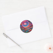 Wilde planeten psychedelische kunst ronde sticker (Envelop)