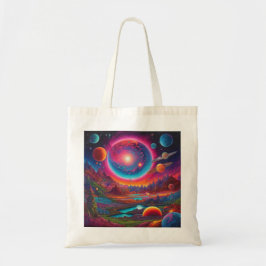 Wilde planeten psychedelische kunst tote bag