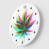 Wilde Plant Leafs - neonkleurig + uw ideeën Grote Klok (Hoek)