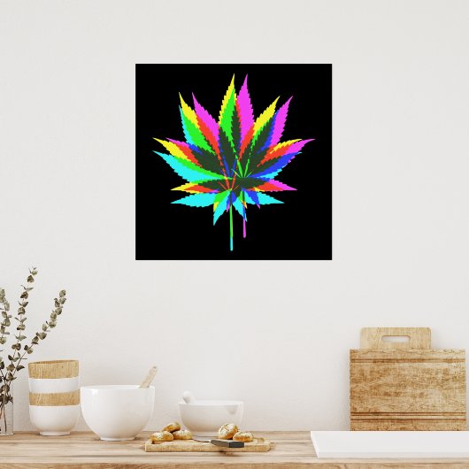 Wilde Plant Leafs - neonkleurig + uw ideeën Poster (Keuken)