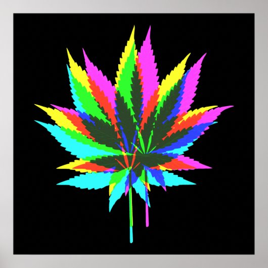 Wilde Plant Leafs - neonkleurig + uw ideeën Poster (Voorkant)