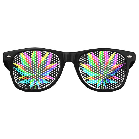 Wilde Plant Leafs - neonkleurig + uw ideeën Retro Zonnebril (Voorkant)