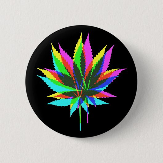 Wilde Plant Leafs - neonkleurig + uw ideeën Ronde Button 5,7 Cm (Voorkant)
