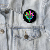 Wilde Plant Leafs - neonkleurig + uw ideeën Ronde Button 5,7 Cm (In situ)