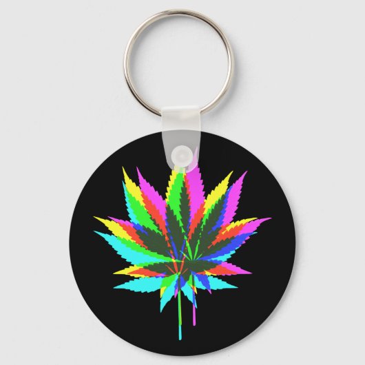 Wilde Plant Leafs - neonkleurig + uw ideeën Sleutelhanger (Voorkant)