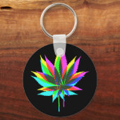 Wilde Plant Leafs - neonkleurig + uw ideeën Sleutelhanger (Voorkant)