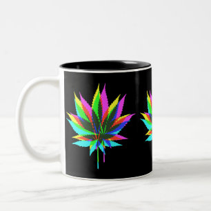 Wilde Plant Leafs - neonkleurig + uw ideeën Tweekleurige Koffiemok