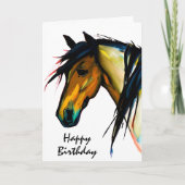 Wilde Pony | Waterverf Paarden Happy Birthday Kaart (Voorkant)