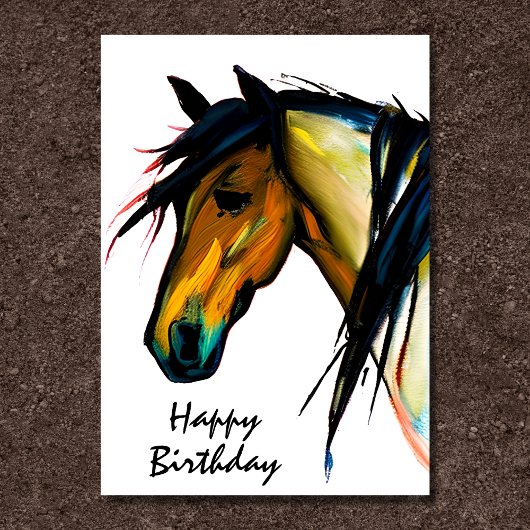 Wilde Pony | Waterverf Paarden Happy Birthday Kaart