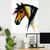 Wilde Pony | Waterverf Paarden Poster (Thuiskantoor)