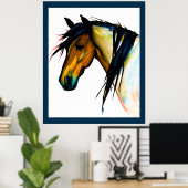 Wilde Pony | Waterverf Paarden Poster (Thuiskantoor)