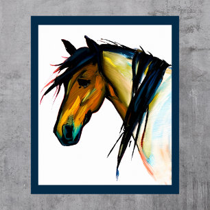 Wilde Pony   Waterverf Paarden Poster